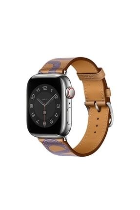 Hermes Deri Kordon 38/40/41 Mm Apple Watch Uyumlu Tokada Logo Var tknbnd-hlsarK