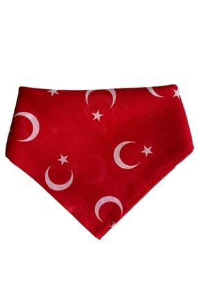Ay Yıldız Desenli Kırmızı Renk Çok Amaçlı Bandana Fular %100 Cotton 24 Adet TYC004017YYY