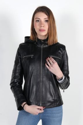 Mina Model Kadın Siyah Hakiki Deri Ceket WG-LTH-30