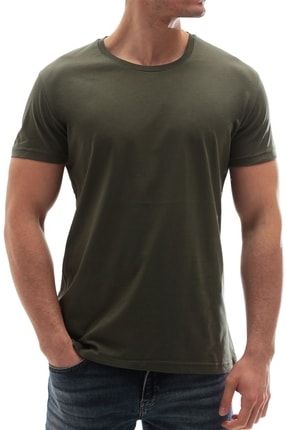 Erkek Haki Baskılı T-Shirt - 3006