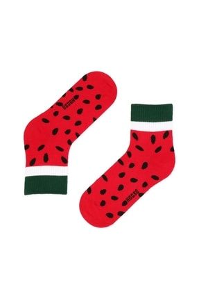 Karpuz Desenli Kırmızı Kadın Çorap HOG21WF-015