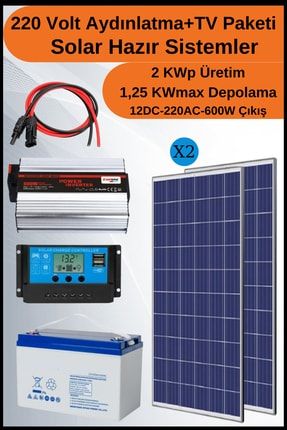 Tv+aydınlatma Trenta Solar Paket 220 Volt-2kwp ND-SP10