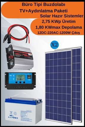 Büro Tipi Buzdolabı+tv+aydınlatma Trenta Solar Paket 2,75kwp ND-SP12
