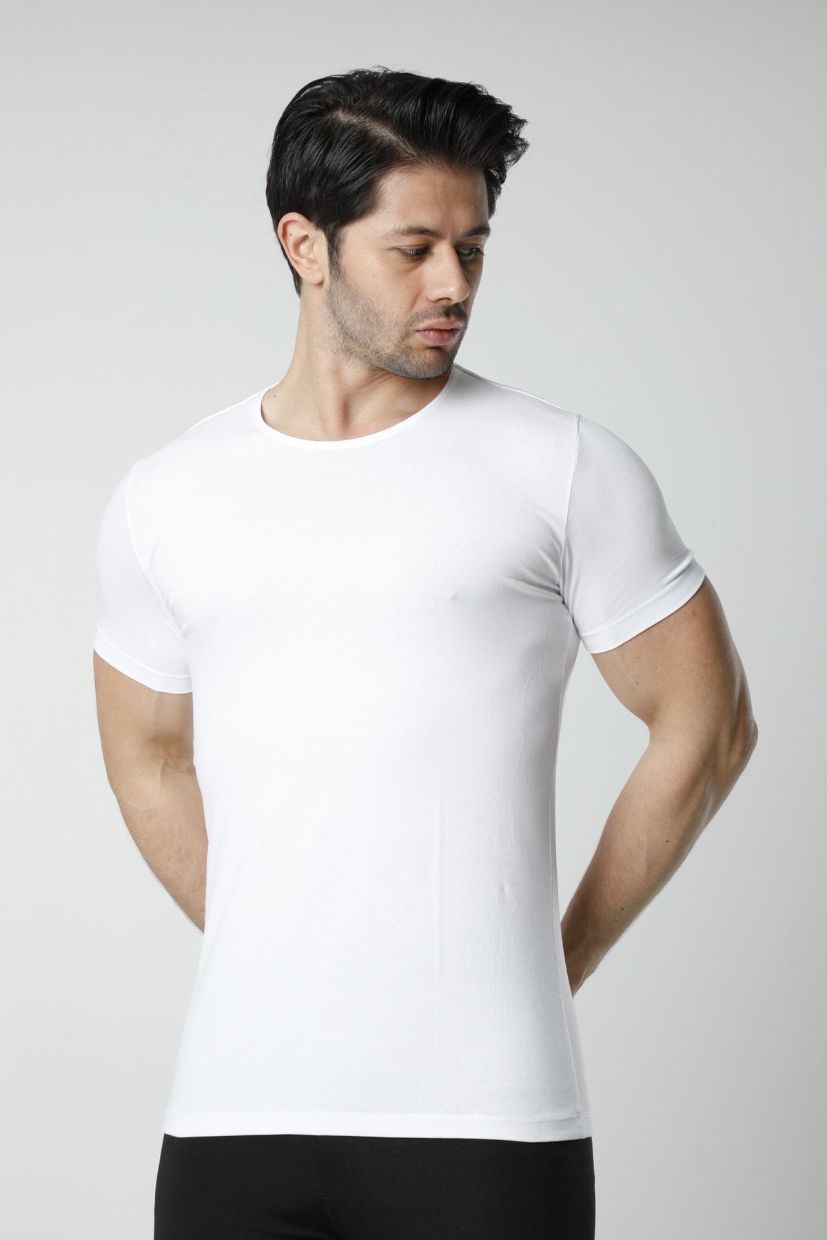 Hmd Pachet De 3 Tricouri Albe Cu Mânecă Scurtă Lcyralı Pentru Bărbați () Masculin - 2XL