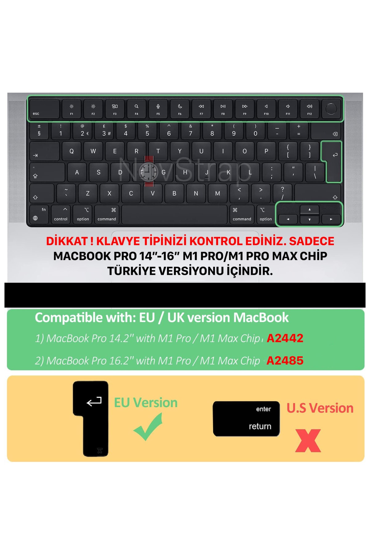 Macbook Pro 2021 16 Inç M1 A2485 Uyumlu Türkçe Q Klavye Şeffaf Klavye Koruyucu Kılıf 2