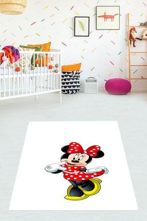 Mickey Minnie Mouse Benekli Halı Dijital Baskı Yıkanabilir Kaymaz Taban Çocuk Odası Halısı MNTSK2