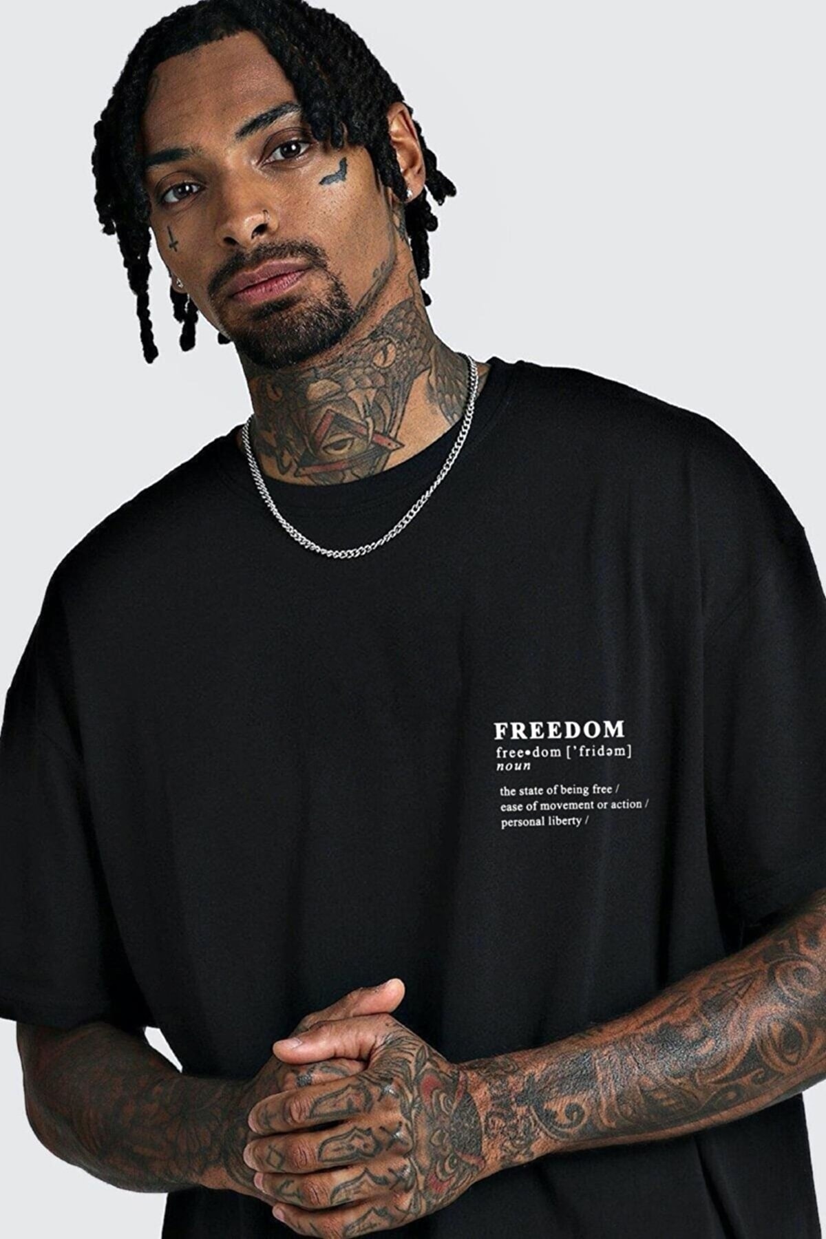 BENROMA Freedom Baskılı Ofreedomersize Siyah T-shirt PG7729
