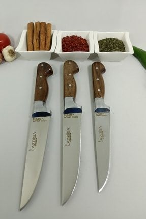 Mutfak Sofra Bıçak Seti 3 Parça Bıçak Takımı Et Kemik Kıyma Meyve Sebze Kasap Bıçağı 0-1-2 BRS30