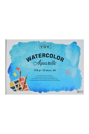 Watercolor Aquarelle A3 Üstten Spiralli Sulu Boya Defteri 315gr 12 Yaprak 8693455748362