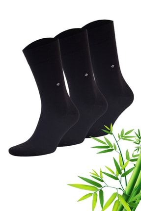 Erkek Siyah Renk Küçük Kare Desen Orjinal Bambu Yazlık Soket Çorap 3 Çift M0E0107-2026
