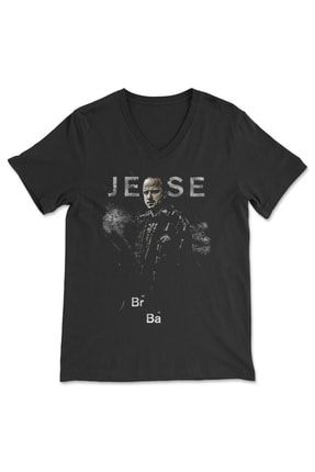 Breaking Bad Heisenberg Siyah V Yaka Tişört Unisex T-shirt 861WUV