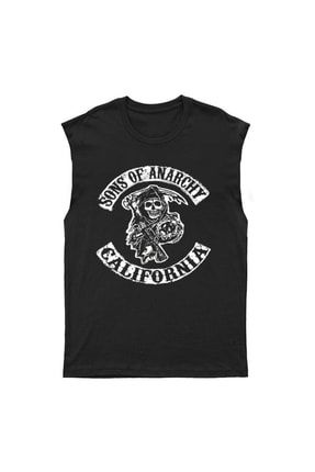 Sons Of Anarchy Siyah Kesik Kol Tişört Unisex Kolsuz T-shirt 7727WKK