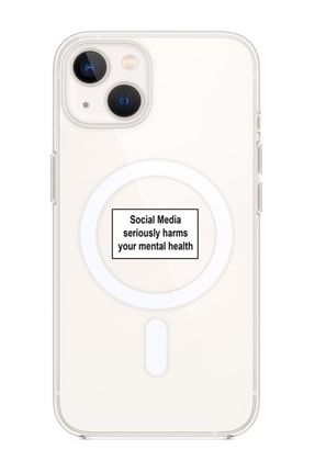 Iphone 13 Mini Uyumlu Kılıf Magsafe Silikon Şeffaf Kapak - Social Media magsafe.13mini.uv