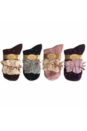 Yeni Trend Puantiyeli Karamel Kadın Çorabı 4 Adet 8698996671104