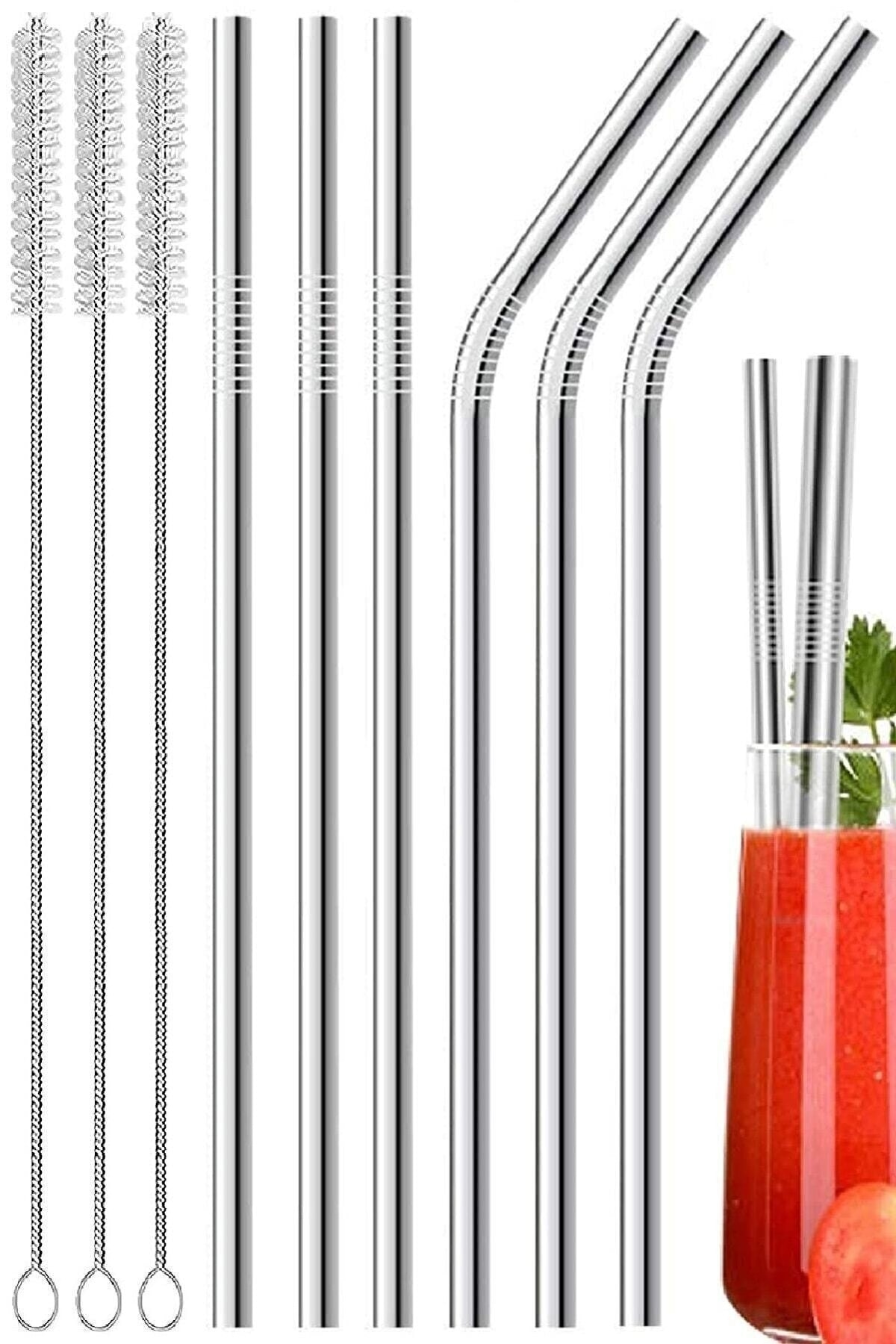 9 Piece Metal Straw Set Stainless Steel Straw And Rod Straw Cleaning Brush