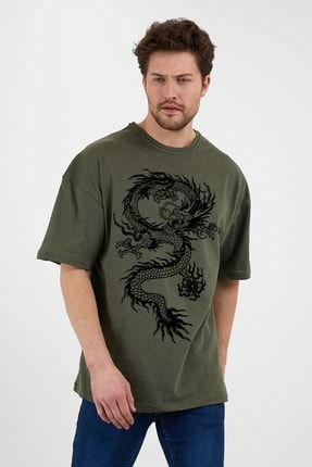 Ejderha Baskılı Oversize T-shirt T-Ejder
