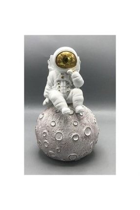 3d Ay Üstünde Oturan Düşünen Astronot Ay Gece Lambası Dekoratif Küre GL02