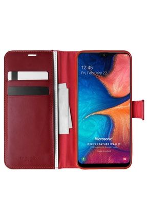 Samsung Galaxy A20s Kılıf Delux Leather Wallet Kırmızı CS180-DLX-LTHR-WLT-GLX-A20S