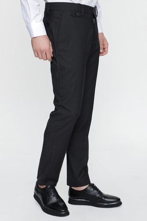 Erkek Siyah Mars Slim Fit Yan Cep Kumaş Pantolon 22MC003010