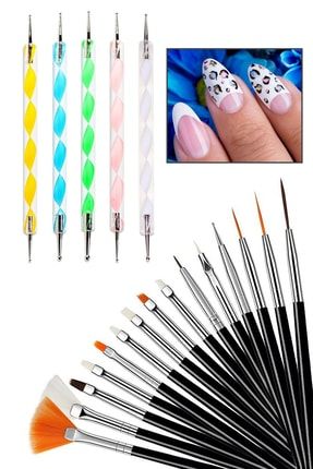 Nail Art Design Dot Kalemi Seti Tırnak Süsleme Desen Fırçası Siyah Fırça Seti Desen Fırçası İBC121
