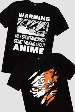 Dikkat Anime Siyah, Sert Naruto Kadın Tişört 2'li Eko Paket 1M1BW868AX
