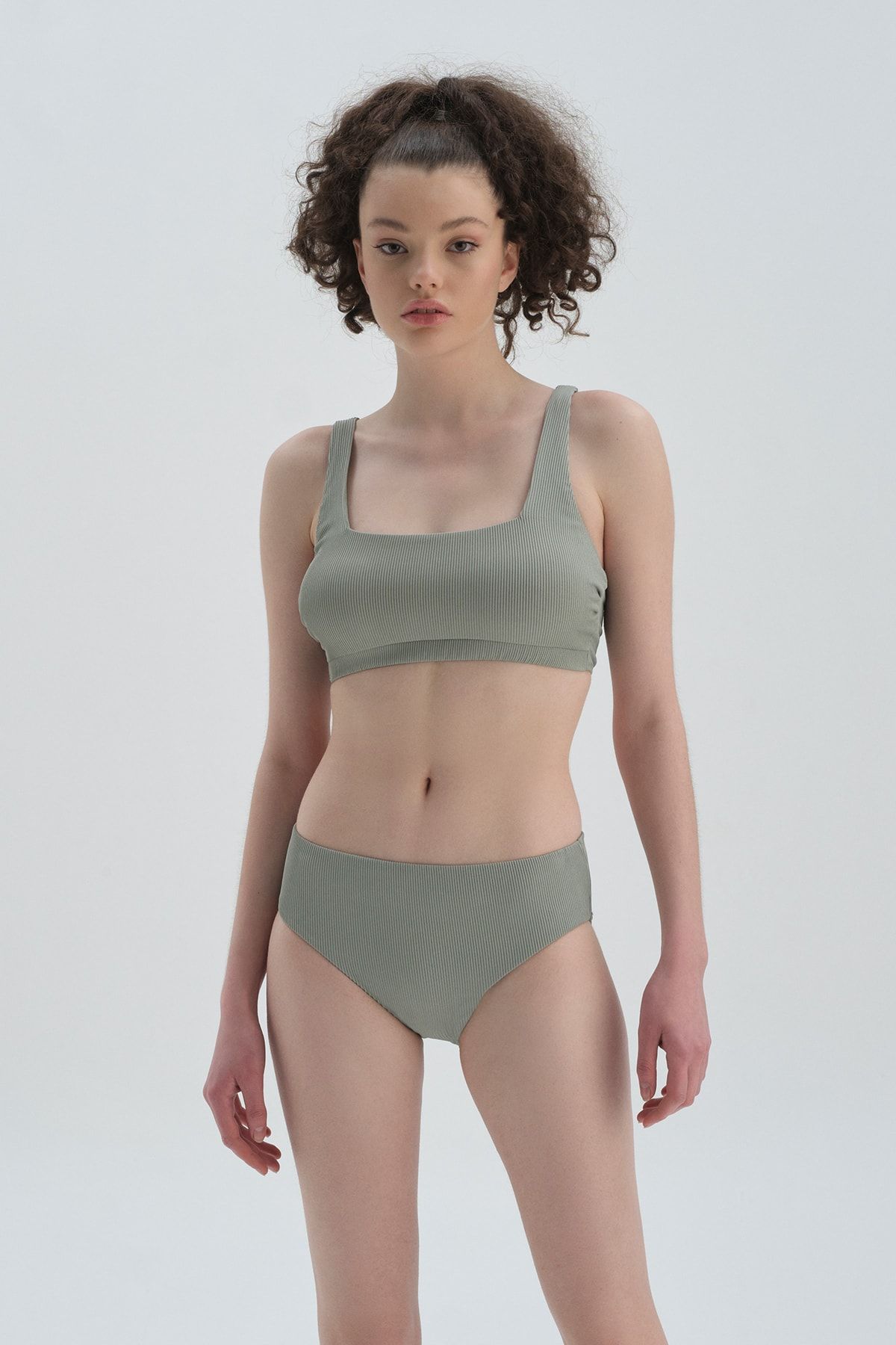 Khaki high waisted bikini on sale bottoms