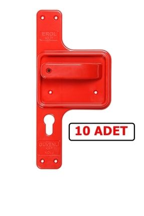 Kilit Güvenli Ve Kırılmaz Kapı Kolu - 10 Adet Kırmızı Kırmızı
