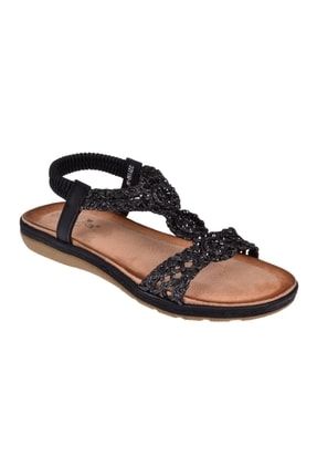 Taşlı Comfort Kadın Sandalet Gj-150 Siyah 152.G004.2022.GJ-150-SİYAH