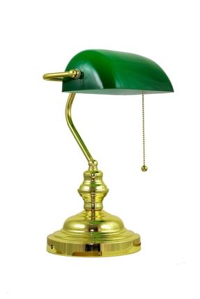 Banker Masa Lambası Yeşil Renk Orijinal Cam (Cilalı Gold Kaplama) Av-001M1-58