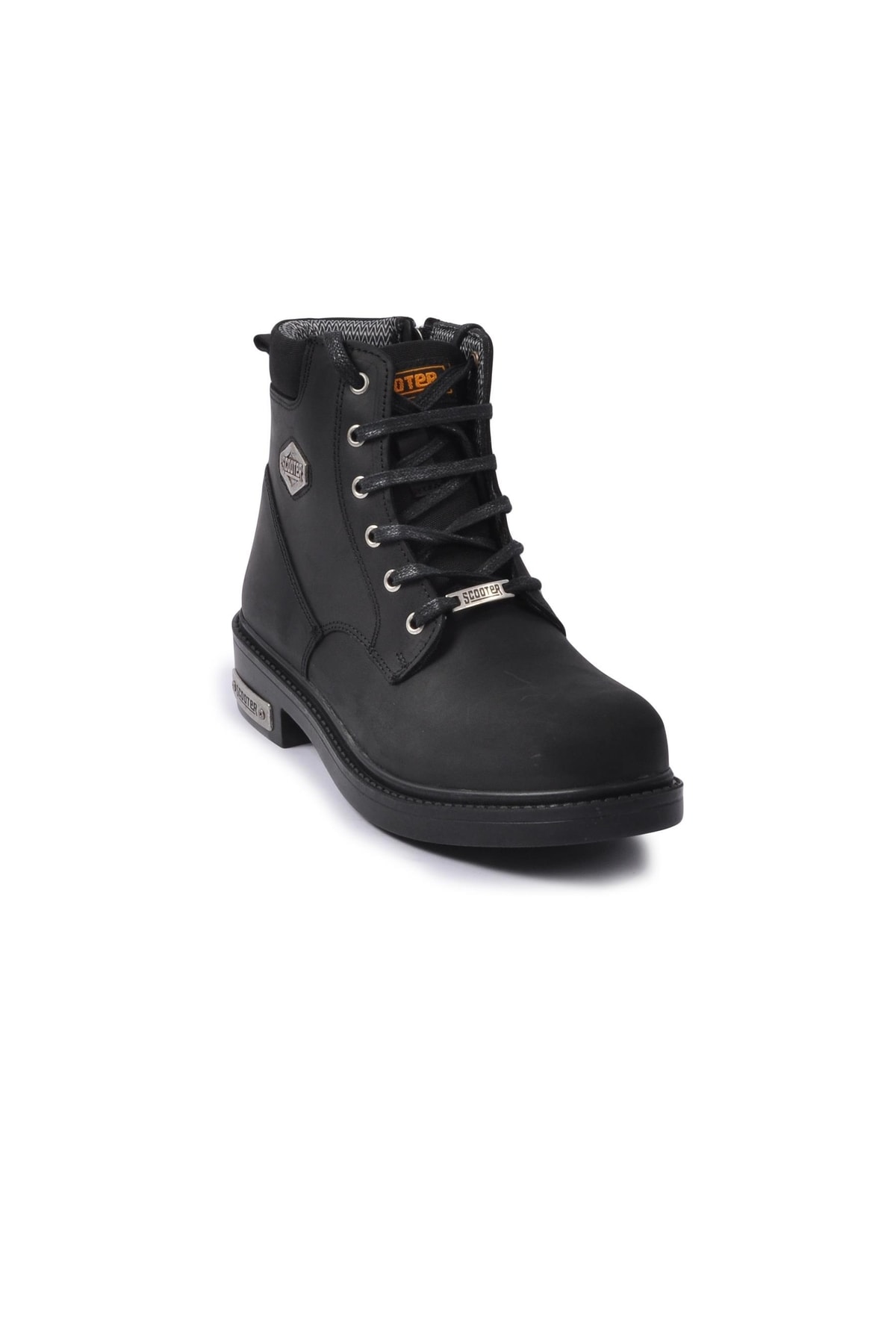 اسکوتر چکمه مردانه زیپ‌دار چرم اصل مشکی نوبوک M 5121