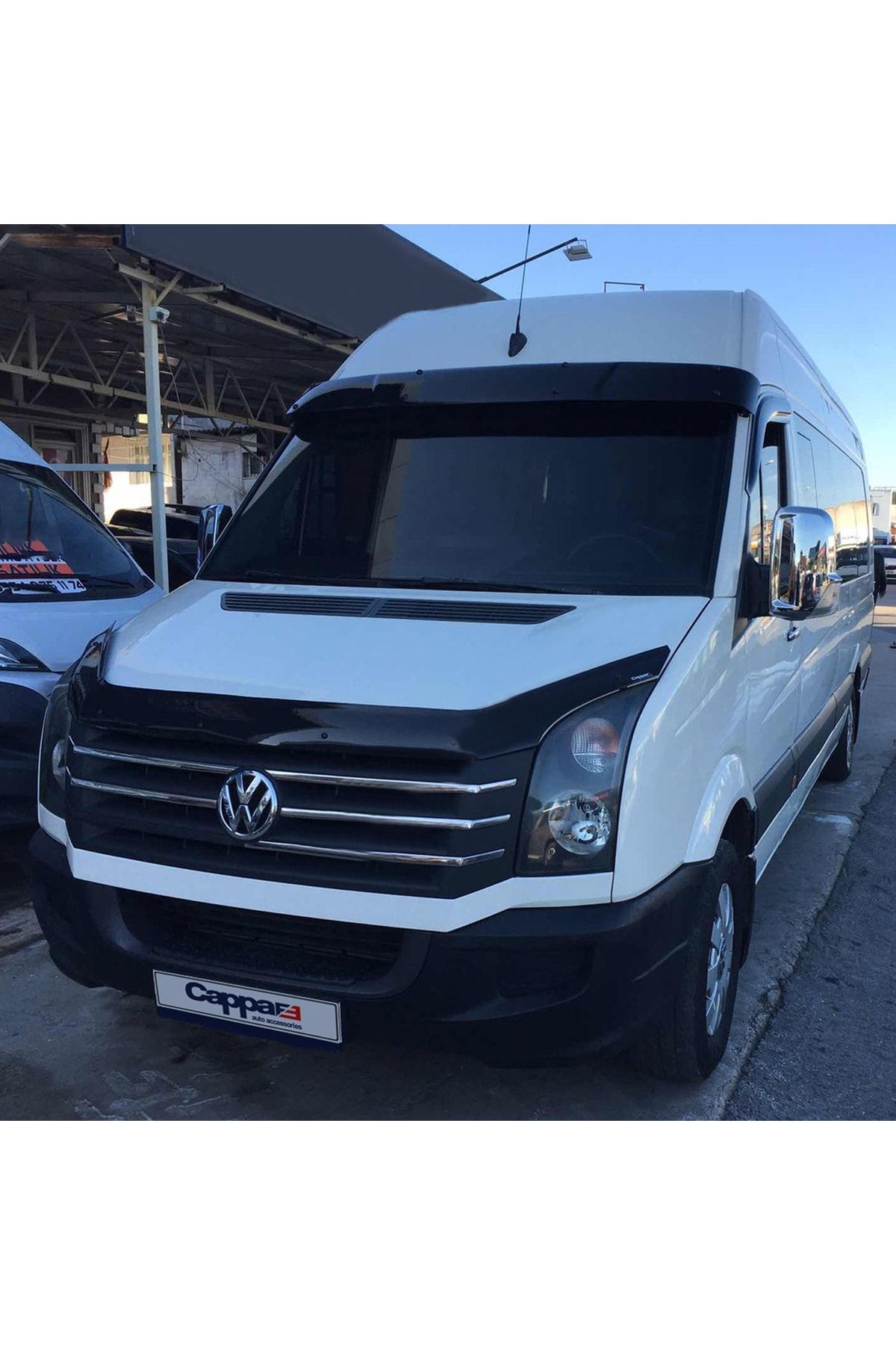 Cappafe-Volkswagen Crafter 2012-2017 Terek Piano Black Acrylic Visor Hat - Windshield Sunshade Visor 3