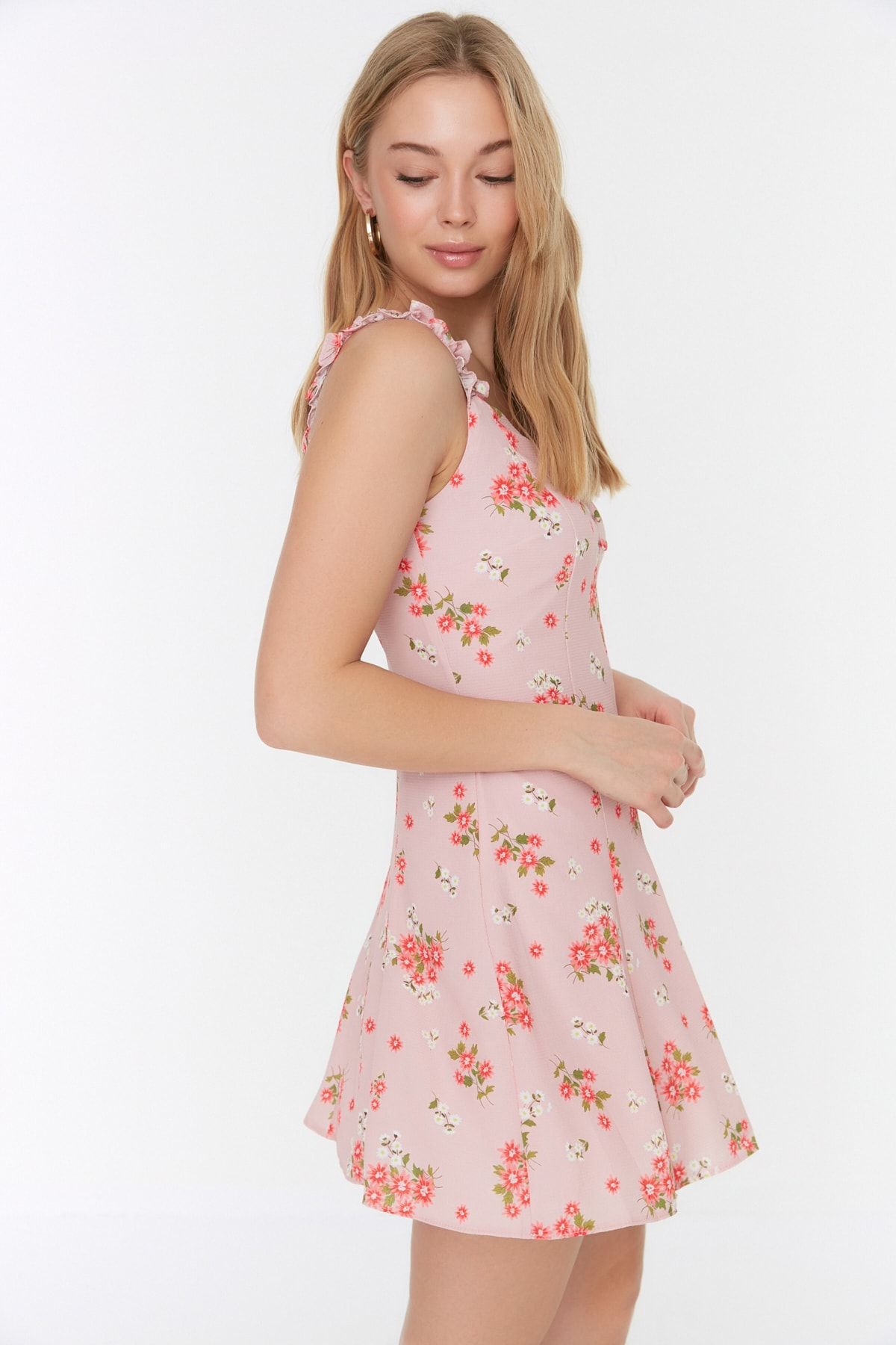 Petite pink strappy scuba 2025 skater dress