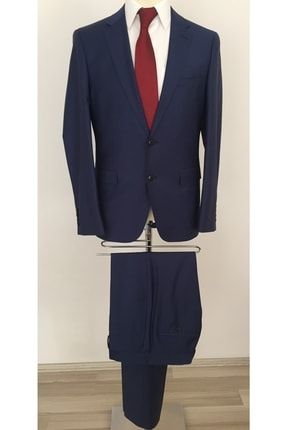 Slim Fit Ince Çizgili Mavi Takım Elbise 184996