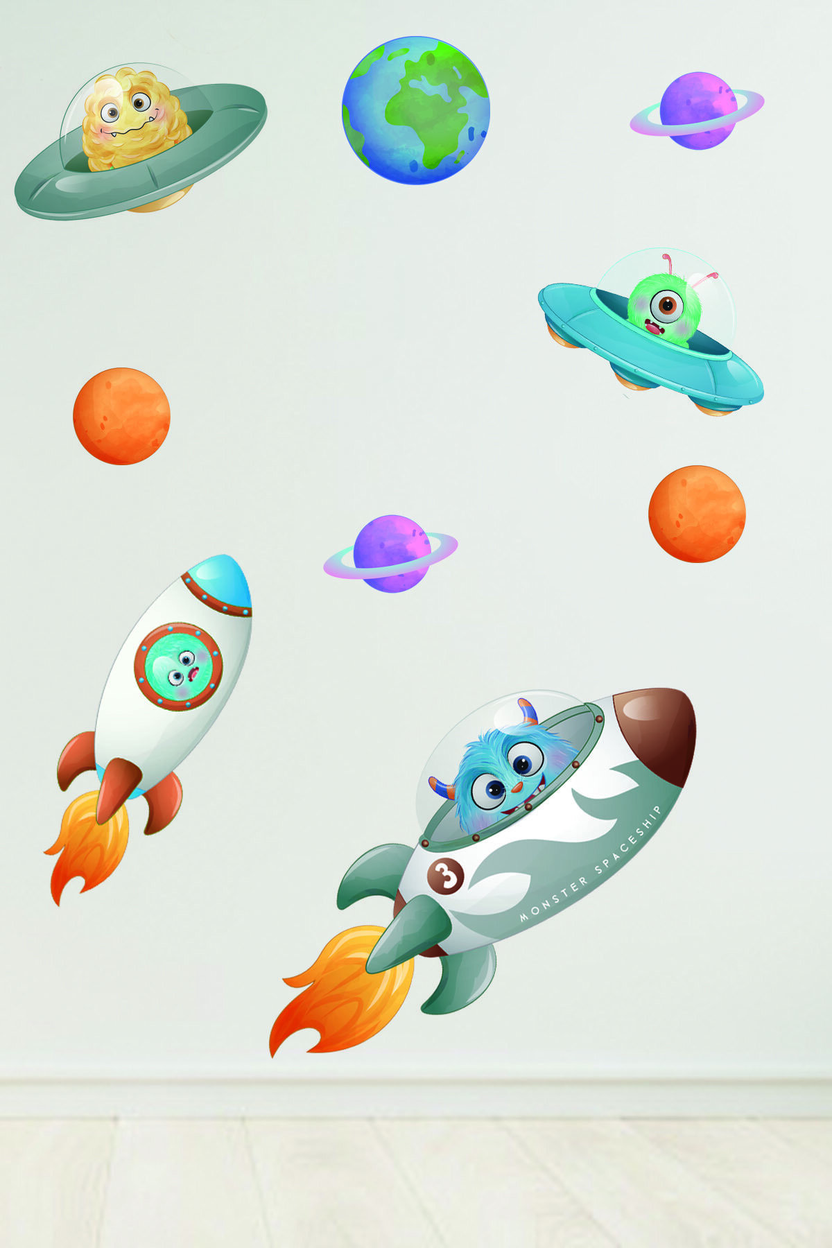 Monsters Sevimli Canavarlar Duvar Sticker 95x50 Cm