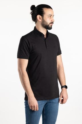 Erkek Siyah Basic Polo Yaka T-shirt CNL05152Y253