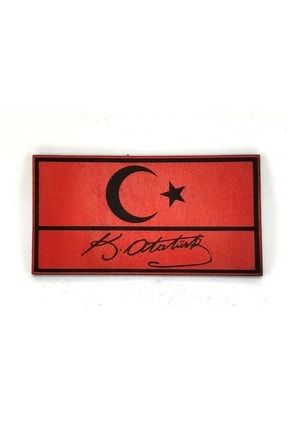 Bayrak Kemal Atatürk Imzalı Deri Peç Arma Askeri Patch SAM00195-D2-bay