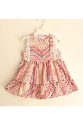Kız Bebek Kedimeli Renkli Elbise 22YBR3661