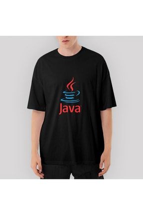Java Logo Oversize Siyah Tişört OZT3253