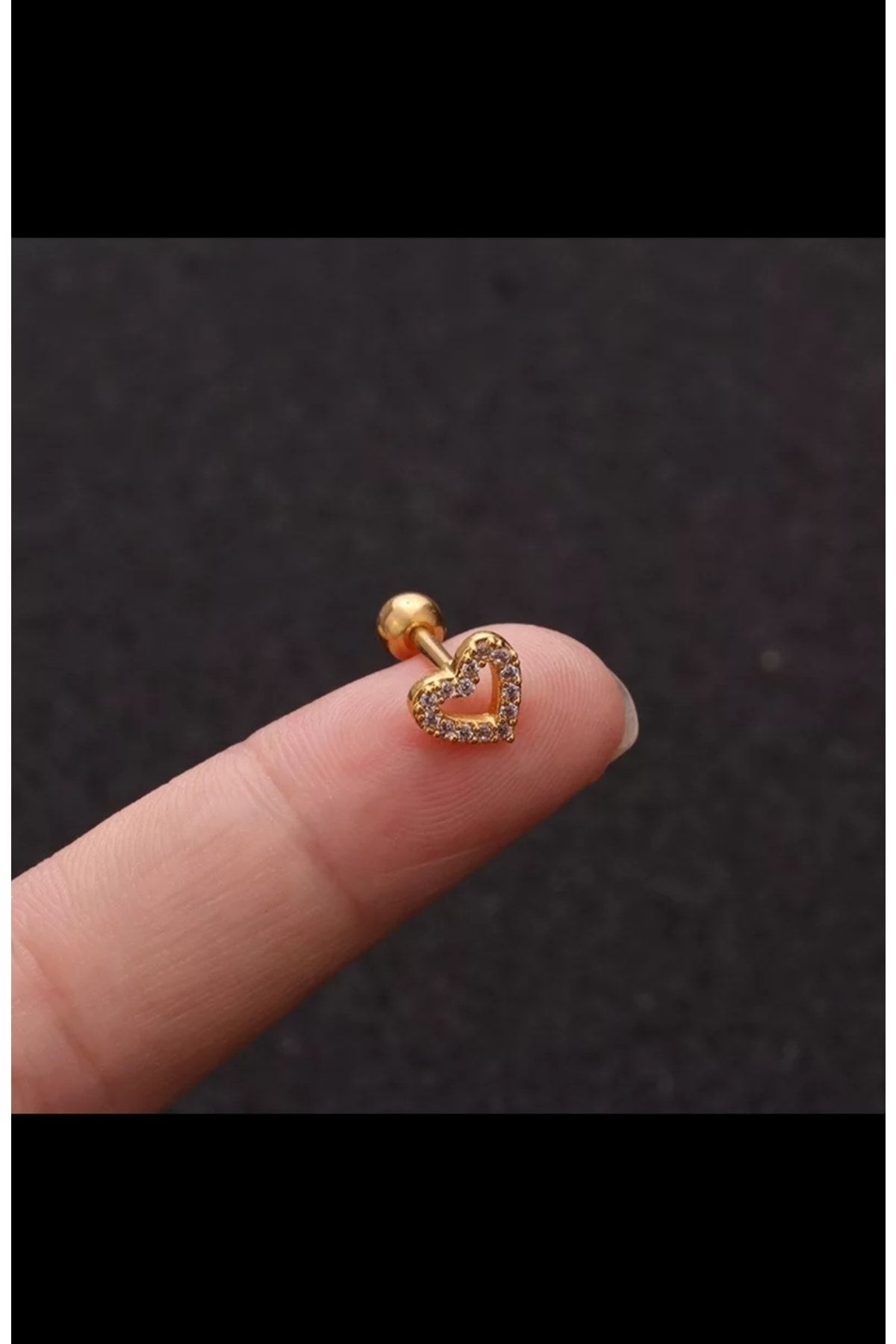 GOLD RENK Kalp Tragus HELİX LOBE UYUMLU Piercing