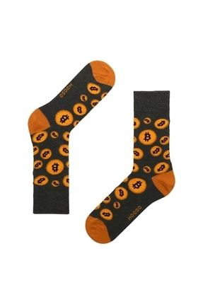Bitcoin Desenli Antrasit Erkek Çorap HOG21MF-009
