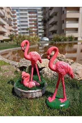 Flamingo Bahçe Heykeli Anne Ve Yavruları Ile Baba Flamingo Bahçe Heykeli, Alçı Heykel Anneyavrubabaflamingo