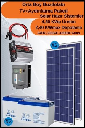 Orta Boy Buzdolabı+tv+aydınlatma Tall Solar Paket 4,50kwp ND-SP15