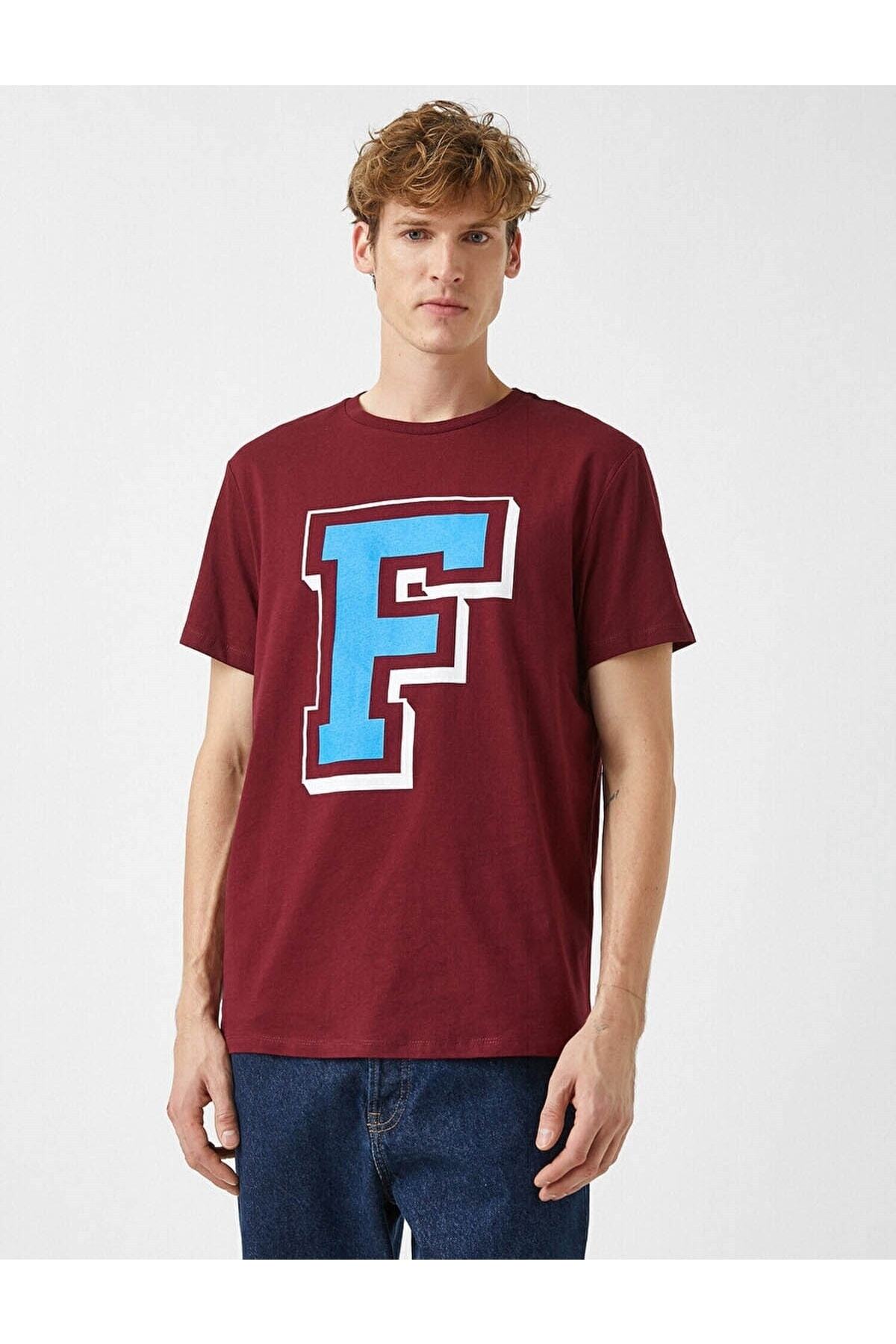 تیشرت مردانه بورگوندی کوتون | 2YAM11035CK اورجینال - تصویر 3