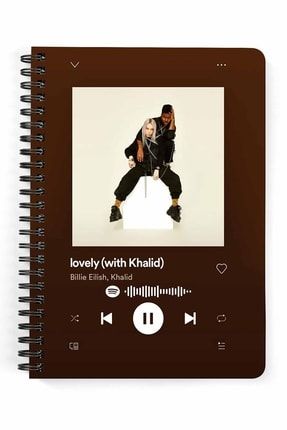 Lovely Billie Eilish Khalid Spotify Karekodlu Baskılı Ahşap Kapaklı Defter 15x20 Cm Dft2844 HTD2844