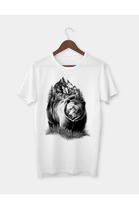 Ayı Dağ Baskılı T-shirt Tişört GKBB03067