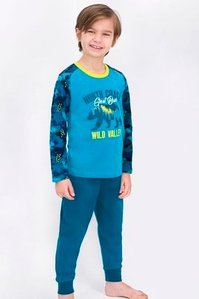 Rolypoly Wild Bear Kamuflaj Açık Petrol Erkek Çocuk Pijama Takımı RP1829-C