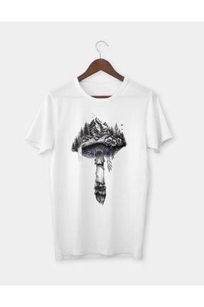 Mantar ve Bitki Baskılı T-shirt Tişört GKBB03426
