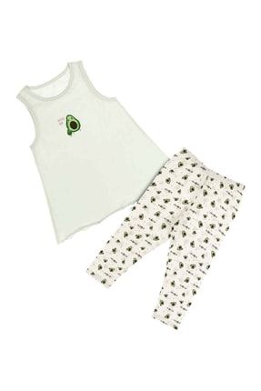 Kız Çocuk Mint Avokado Baskılı Yazlık Pijama Takımı 10081