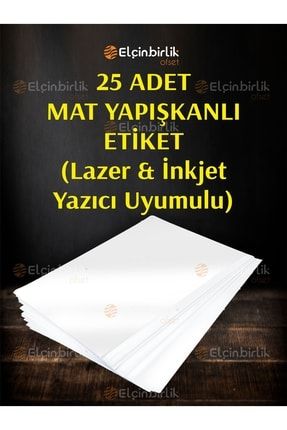 25li Kartuşlu Mürekkepli Tüm Yazıcılara Uygun Yapışkanlı Mat Kuşe Etiket Yapışkan elçinmat etiket