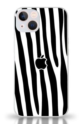 Iphone 13 Uyumlu Kamera Korumalı Cam Kapak - Beyaz Zebra Desenli KM_CAMKPK_İP13